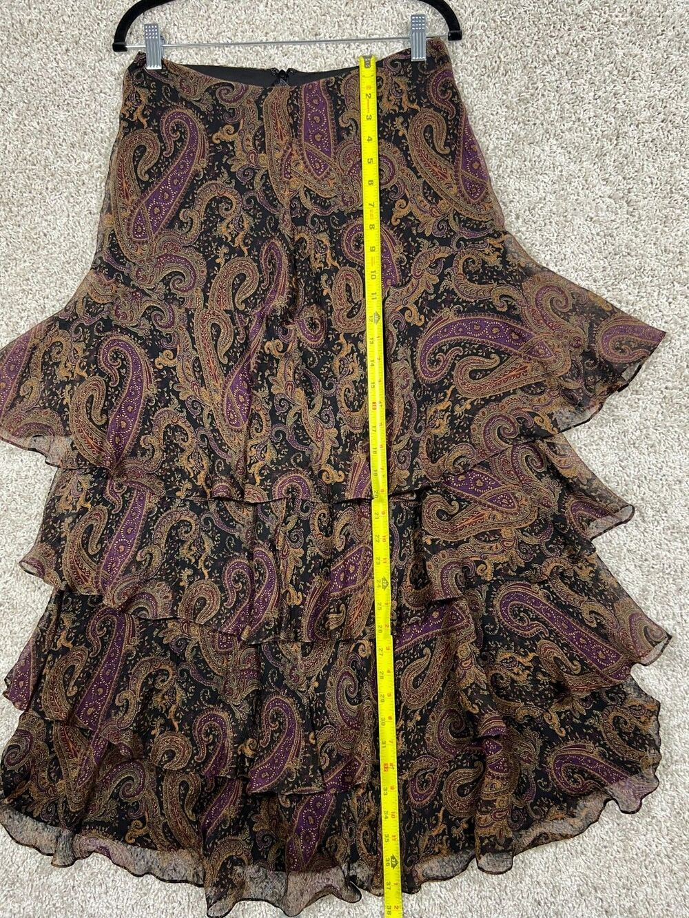 Vintage 1990s Lauren Ralph Lauren 100% Silk Tiered Maxi Skirt -Size 10 fits 6 - Picture 4 of 7